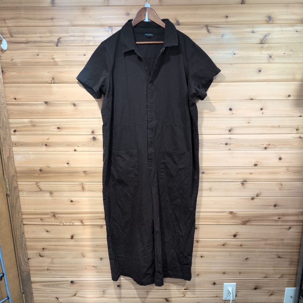 Universal Standard Kate Stretch Cotton Twill Jumpsuit Brown USJS0402 Size L